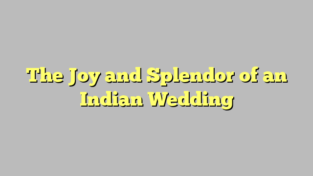 The Joy and Splendor of an Indian Wedding